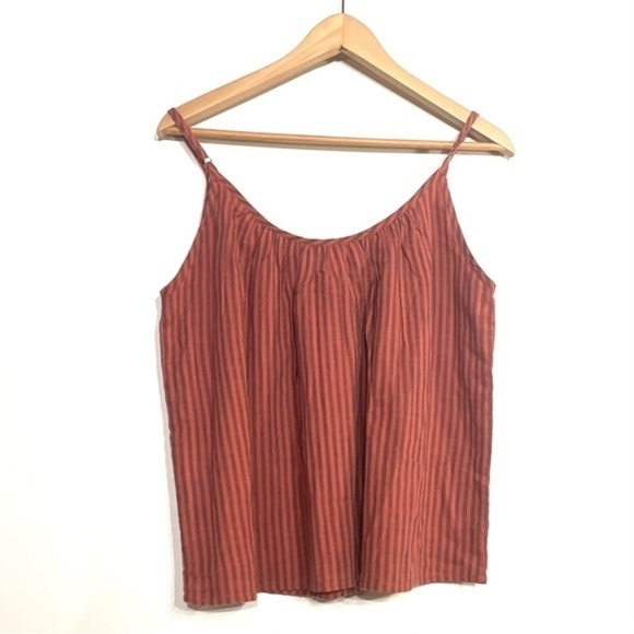NWT Evereve Cami Sundry Tank Stripe Summer 100% Cotton Tank M Brick Terra Cotta - Picture 4 of 7